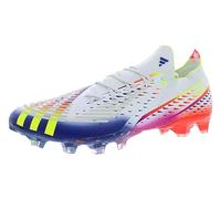 adidas Predator 18.4 FxG Soccer Shoe Unisex-Adult, White/Yellow/Blue-multi-colored, 10.5 Women/9.5 Men
