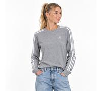Adidas Retro 3 Stripes Long Sleeve Tee Women Trefoil Jersey Shirt Grey Melange