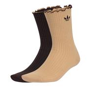 adidas Ruffle Crew Socks 2 Pairs Unisex Beige White Black New
