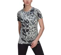 adidas Run Fast Print Womens Running Top Reflective T-Shirt Green