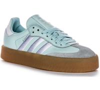 Adidas Sambae 3 Stripes Retro Lace Up Leather Womens Trainer In Blue UK 3 - 8