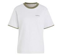 adidas Women's Seasonal Essentials Colorpop with Embroidered Graphic Shirt, Light Grey Heather/Olive strata, S