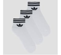 adidas Originals Women's 3 Stripe Ankle Socks 3 Pack - White, White, Size S, Women White