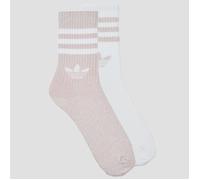 adidas Socks 3-Stripes Glitter Crew Socks 2 Pairs in Pink L