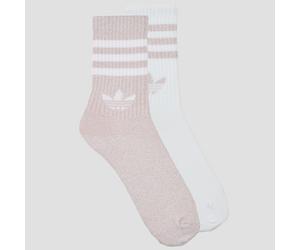 adidas Socks 3-Stripes Glitter Crew Socks 2 Pairs in Pink M