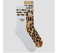 adidas Socks Leopard Crew Socks 2 Pairs in Brown XS