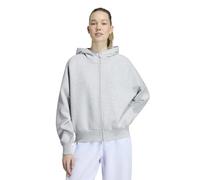 adidas Women's Soft Lux Full-Zip Hoodie Sweatshirt, light grey heather, XS