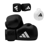 adidas Speed 50 Boxing Kit (Boxing Gloves + Wraps + Mouthguard), Black , 12 oz