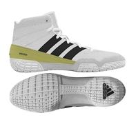 adidas SpeedEx Youth Wrestling Shoes, White/Black/Gold, 2.5 Big Kid