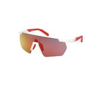 Adidas Sport Man SP0062 24L Sunglasses Plastic White Red Squared Normal Mirror