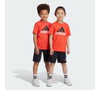 adidas Sportswear Childrens Unisex Essentials Logo Tee and Short Set - Red Cotton - Size 4-5Y