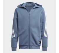 adidas Sportswear Childrens Unisex Future Icons 3-Stripes Full-Zip Hoodie - Blue Cotton - Size 4-5Y