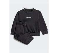 adidas Sportswear Infant Unisex Essentials Crew And Joggers Set Kids - Black, Black/White, Size 0-3 Months Black/White
