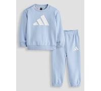 adidas Sportswear Infant Unisex Essentials Jogger Set, Globlu/White/White, Size 18-24 Months Globlu/White/White