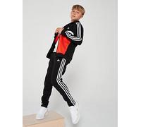 adidas Sportswear Junior Boys Essentials 3 Stripe Tracksuit, Black/Bright Red/White, Size 15-16 Years Black/Bright Red/White