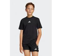 adidas Sportswear Junior Boys Essentials T-Shirt - Black, Black/White, Size 7-8 Years Black/White