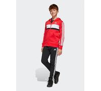 adidas Sportswear Junior Boys Seasonal Essentials Tiberio 3-Stripes Fleece Track Suit - Red, Pure Ruby/White, Size 11-12 Years Pure Ruby/White