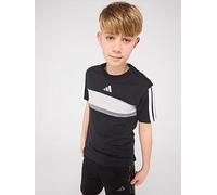 adidas Sportswear Junior Boys Seasonal Essentials Tiberio 3-Stripes T-Shirt, Black/White, Size 9-10 Years Black/White