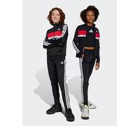 adidas Sportswear Junior Boys Seasonal Essentials Tiberio 3-stripes Tricot Tracksuit -black, Black/White/Pure Ruby, Size 7-8 Years Black/White/Pure Ruby