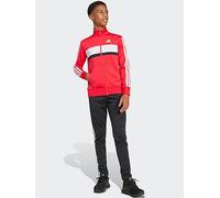 adidas Sportswear Junior Boys Seasonal Essentials Tiberio 3-Stripes Tricot Tracksuit, Pure Ruby/White, Size 13-14 Years Pure Ruby/White