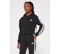 adidas Essentials Girls 3-Stripes Zip Track Top Hoodie 9-10 Years Black