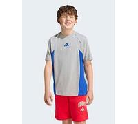 adidas Sportswear Junior Unisex Color Block T-Shirt, Mgreyh/Royblu/Globlu, Size 7-8 Years Mgreyh/Royblu/Globlu