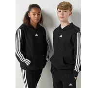 adidas Sportswear Junior Unisex Essentials Three Stripe Hoodie- Black, Black/White, Size 11-12 Years Black/White