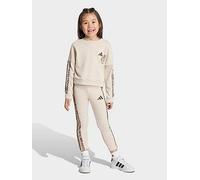 adidas Sportswear Kids 3 Stripe Sweat Set, Beige, Size 2-3 Years Beige