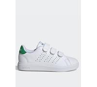 adidas Sportswear Kid's Advantage Base 2.0 Velcro Trainers - White, Ftwr White/Ftwr White/Green, Size 10 Younger Ftwr White/Ftwr White/Green