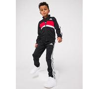 adidas Unisex Kids Seasonal Essentials Tiberio 3 Stripes Tricot Track Suit, black/white/pure ruby, 6-7 Years