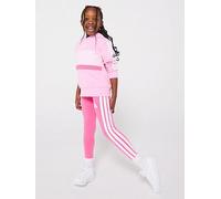 adidas Sportswear Kids Girls Seasonal Essentials Tiberio 3-Stripes Fleece Leggings Set - Pink, True Pink/White/Clear Pink, Size 3-4 Years True Pink/White/Clear Pink