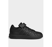 adidas Sportswear Kids' Grand Court 3.0 Elastic Lace Trainers with Hook-and-Loop Strap, Core Black, Size 1 Older Core Black