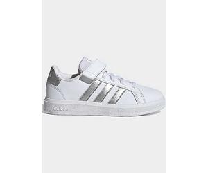 adidas Sportswear Kids Grand Court Elasticated Lace & Velcro Strap Trainers White/silver