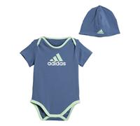 adidas Sportswear Kids Unisex Essentials Big Logo Bodysuit and Beanie Gift Set - Medium Blue - Size 2-3Y