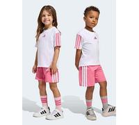 adidas Sportswear Kids Unisex Essentials T-Shirt & Shorts Set, White/Pnkfus, Size 7-8 Years White/Pnkfus