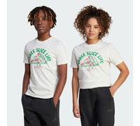 ADIDAS Sportswear Kids Unisex Lounge Pizza Graphic Tee - Off-White Cotton - Size 7-8Y