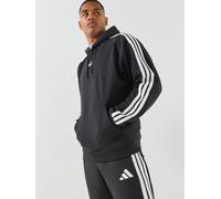 adidas Sportswear Mens 3 Stripe Fleece Hoodie, Black, Size M, Men Black
