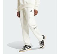 adidas Sportswear Mens ALL SZN Fleece Graphic Loose Cargo Pants - White Cotton - Size Large