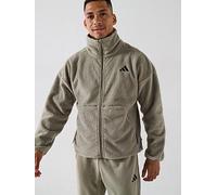 adidas Sportswear Men's City Tech High Pile Fleece Full-Zip, Silver Pebble, Size 2Xl, Men Ilver Pebble