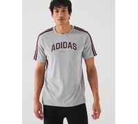 adidas Sportswear Men's Codes Collegiate Linear Graphic Tee - Medium Grey Heather, Medium Grey Heather, Size L, Men Medium Grey Heather