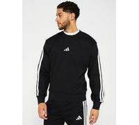 adidas Men's ESSENTIAL THREE STRIPES FLEECE SWEATSHIRT, black/white, XL