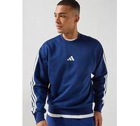 adidas Sportswear Men's Essential 3-Stripe Fleece Sweatshirt, Dark Blue/White, Size L, Men Dark Blue/White