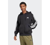 Essential 3-Striped Zip-Up Hoodie Black