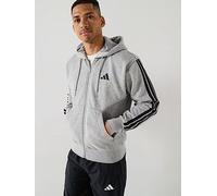 adidas Sportswear Men's Essential 3-stripes Fleece Hoodie, Medium Grey Heather, Size 2Xl, Men Medium Grey Heather