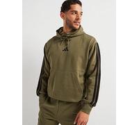 adidas Sportswear Mens Essentials 3-Stripe Fleece Hoodie - Green, Olive Strata/Black, Size S, Men Olive Strata/Black