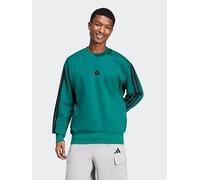 adidas Sportswear Men's Essentials 3-Stripe Fleece Sweatshirt - Collegiate Green/Black, Collegiate Green/Black, Size M, Men Collegiate Green/Black