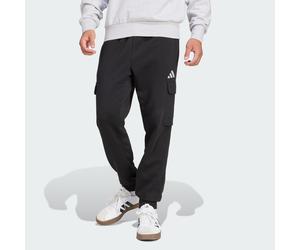 ADIDAS Sportswear Mens Essentials Feelcozy Fleece Cargo Pants - Black/White Cotton - Size X-Small