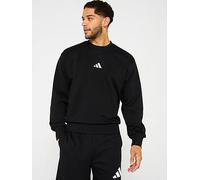 adidas Sportswear Mens Essentials Feelcozy Fleece Sweatshirt - Black, Black/White, Size L, Men Black/White