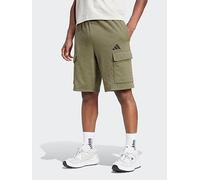 adidas Sportswear Men's Essentials Feelcozy French Terry Cargo Short - Green, Olive Strata/Black, Size M, Men Olive Strata/Black
