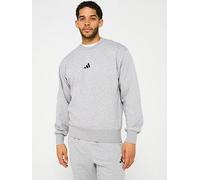adidas Men's ESSENTIALS FEELCOZY FLEECE SWEATSHIRT, medium grey heather/black, XXL